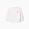 Cotton sweatshirt with floral motif for baby girls, white/pink