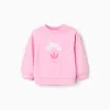 Cotton sweatshirt with flower front print for baby girls, pink