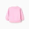 Cotton sweatshirt with flower front print for baby girls, pink