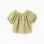 Cotton top in broderie anglaise with balloon sleeves for baby girls, green