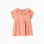 Cotton T-shirt with ruffled collar for baby girls, salmon orange