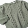 Cotton openwork knit jumper B&S for baby girls, dark green