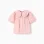 Short sleeve poplin shirt with maxi collar for baby girls, pink