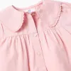 Short sleeve poplin shirt with maxi collar for baby girls, pink