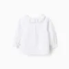 Cotton Twill Blouse with Ruffles for Baby Girls, White