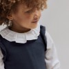 Cotton Twill Blouse with Ruffles for Baby Girls, White