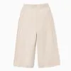 Wide leg knitted trousers B&S for baby girls, light beige
