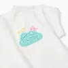 Cotton T-shirt with crochet chest print for baby girls, white
