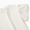 Cotton T-shirt with sleeves in broderie anglaise for baby girls, white