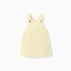 Twill pinafore dress with pockets for baby girls, light yellow