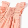 Cotton Swiss dot dress with ruffles for baby girls, salmon orange