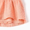 Cotton Swiss dot dress with ruffles for baby girls, salmon orange