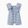 Cotton jumpsuit with checked pattern B&S for baby girls, blue