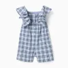 Cotton jumpsuit with checked pattern B&S for baby girls, blue
