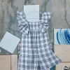 Cotton jumpsuit with checked pattern B&S for baby girls, blue