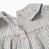 Striped cotton dress with ruffled collar B&S for baby girls, white/grey
