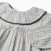 Striped cotton dress with ruffled collar B&S for baby girls, white/grey