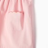 Poplin dress with ruffled collar and sleeves for baby girls, pink