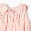 Cotton and linen romper with ruffles B&S for newborn girls, light pink