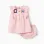 Dress and bloomers in cotton and linen for newborn girls, light pink