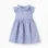 Poplin dress with floral motif and ruffles for baby girls, blue