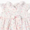 Poplin dress with floral motif and ruffles for baby girls, white