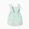 Cotton and linen pinafore dress for newborn girls, light green