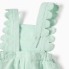 Cotton and linen pinafore dress for newborn girls, light green