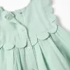 Dress and bloomers in cotton and linen for newborn girls, light green