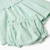 Dress and bloomers in cotton and linen for newborn girls, light green