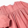 Long sleeve poplin dress with broderie anglaise for baby girls, pink