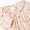 Long sleeve floral dress with lining for baby girls, light beige/pink