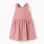 Twill pinafore dress with stripes for baby girls, pink/white