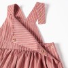 Twill pinafore dress with stripes for baby girls, pink/white