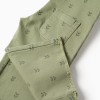 Twill dungarees with floral motif for baby girls, dark green