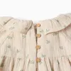 Floral cotton dress + bloomers B&S for baby girls, beige/green