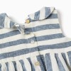 Striped cotton and linen romper You&Me for newborns, white/blue