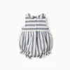 Striped cotton and linen romper You&Me for newborns, white/blue