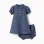 Cotton dress + bloomers with embossed lines B&S for newborn girls, indigo