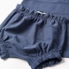 Cotton dress + bloomers with embossed lines B&S for newborn girls, indigo