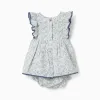 Cotton dress + bloomers with floral motif You&Me for newborn girls, white