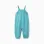 Cotton jumpsuit with floral motif for baby girls, turquoise blue