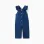 Denim jumpsuit with ruffled straps for baby girls, dark blue