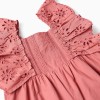 Poplin jumpsuit with ruffles and broderie anglaise for baby girls, pink