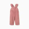 Cotton twill jumpsuit with stripes for baby girls, pink/white