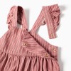 Cotton twill jumpsuit with stripes for baby girls, pink/white