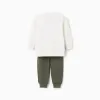 Cotton sweatshirt and trousers set for baby boys, white/dark green