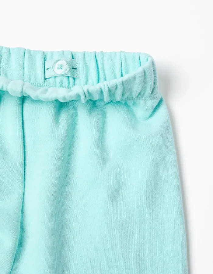 Cotton sweatshirt and trousers set for baby girls, white/light blue