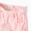 Cotton T-shirt + shorts with floral motif for baby girls, white/pink