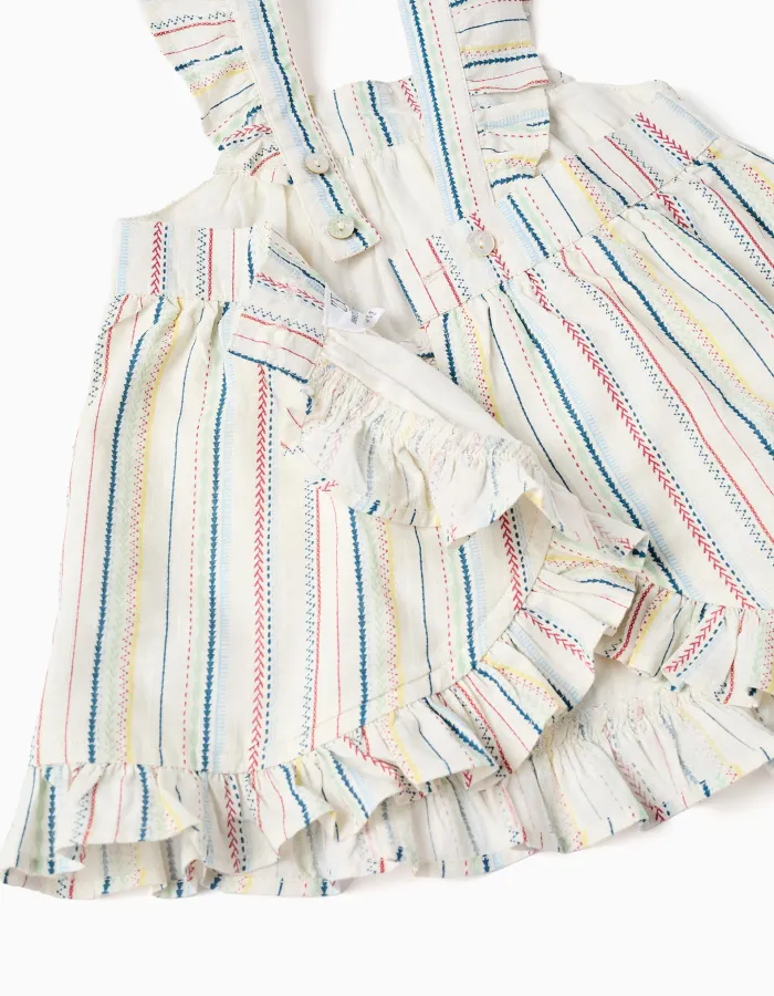 Dress + bloomers with ethnic stripes B&S for newborn girls, multicolour
